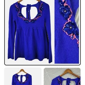 Free People Wool Angora Sequin Beaded Sweater Size M